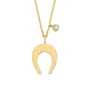 14K Solid Gold Diamond Horseshoe Necklace For Women - Jewelryist