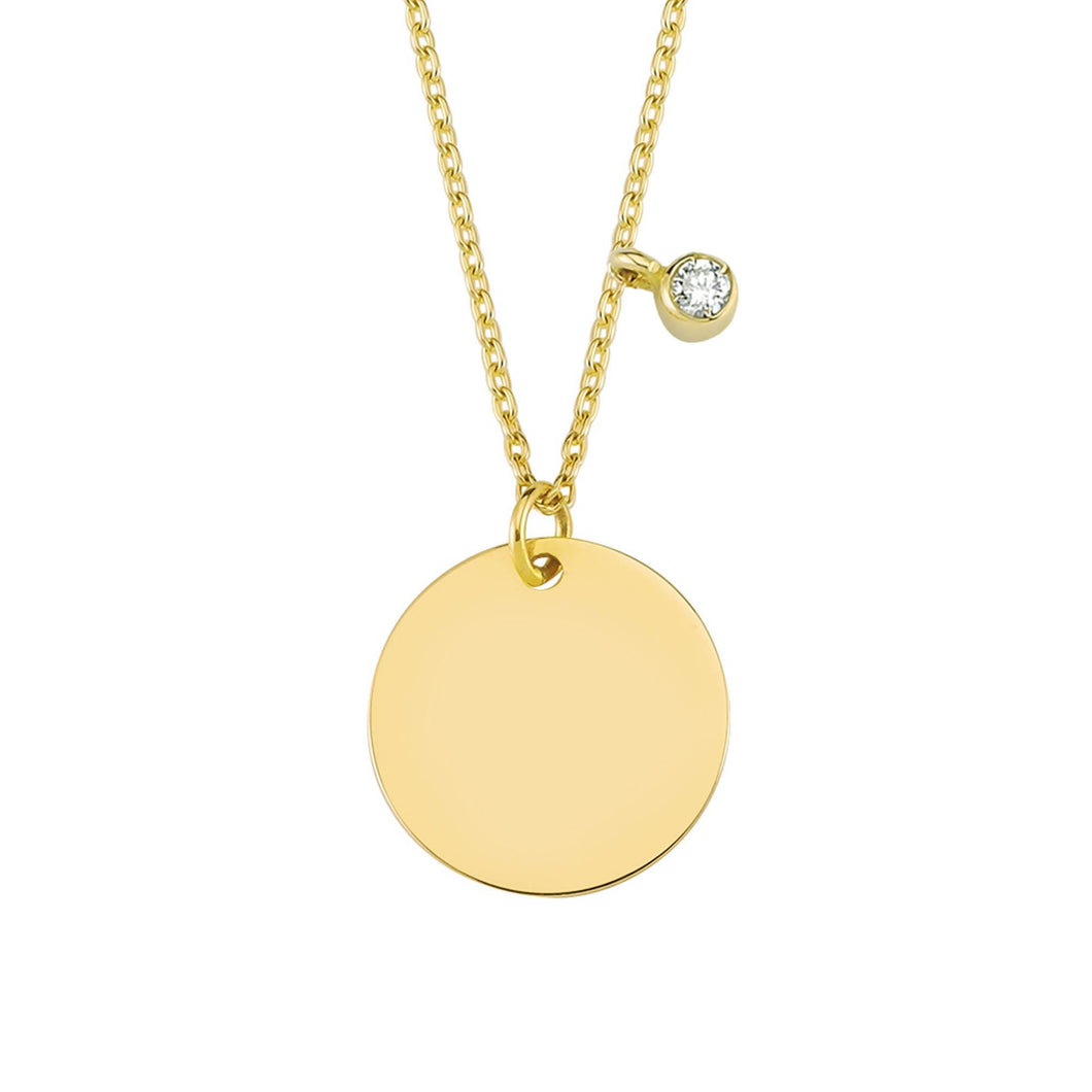 14K Solid Gold Diamond Circle Charm Necklace For Women - Jewelryist