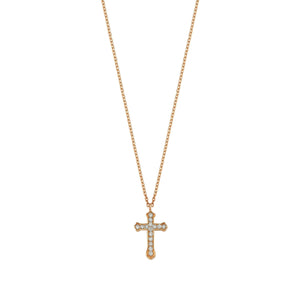 14K Solid Gold Diamond Cross Charm Necklace For Women - Jewelryist
