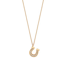 Load image into Gallery viewer, 14K Solid Gold Diamond Horseshoe Charm Necklace For Women - Jewelryist
