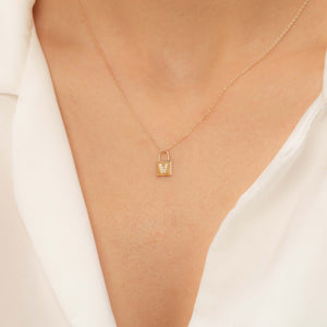 14K Solid Gold Diamond Initial V Charm Necklace For Women - Jewelryist
