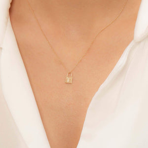 14K Solid Gold Diamond Initial T Charm Necklace For Women - Jewelryist