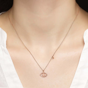 14K Solid Gold Diamond Evil Eye Charm Necklace For Women - Jewelryist