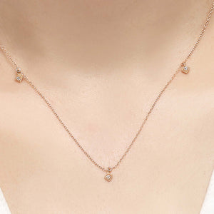14K Solid Gold Diamond Layering Square Necklace for Women - Jewelryist