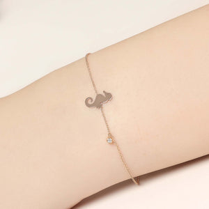 14K Solid Gold Diamond Seahorse Charm Bracelet for Women - Jewelryist