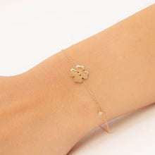 Load image into Gallery viewer, 14K Solid Gold Diamond Flower Charm Bracelet for Women - Jewelryist
