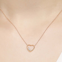 Load image into Gallery viewer, 14K Solid Gold Diamond Layering Heart Necklace for Women - Jewelryist
