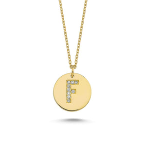 14K Solid Gold Diamond Initial F Charm Necklace For Women - Jewelryist