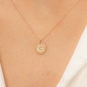 14K Solid Gold Diamond Initial G Charm Necklace for Women - Jewelryist
