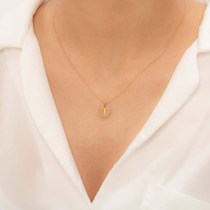 14K Solid Gold Diamond Initial I Charm Necklace For Women - Jewelryist