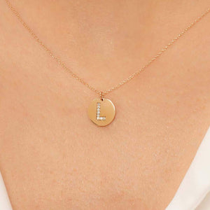 14K Solid Gold Diamond Initial L Charm Necklace For Women - Jewelryist