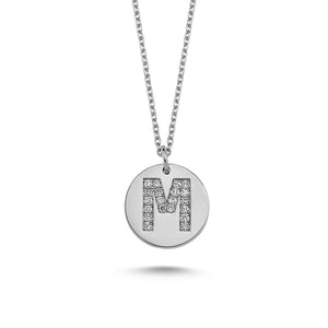 14K Solid Gold Diamond Initial M Charm Necklace For Women - Jewelryist