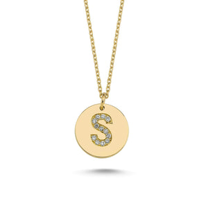 14K Solid Gold Diamond Initial S Charm Necklace for Women - Jewelryist