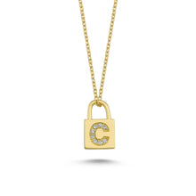Load image into Gallery viewer, 14K Solid Gold Diamond Initial C Charm Necklace For Women - Jewelryist
