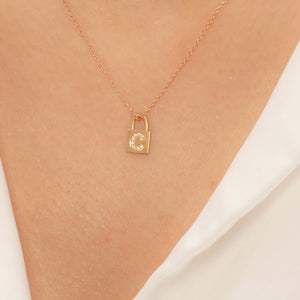 14K Solid Gold Diamond Initial C Charm Necklace For Women - Jewelryist