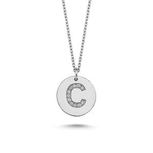 14K Solid Gold Diamond Initial C Charm Necklace for Women - Jewelryist