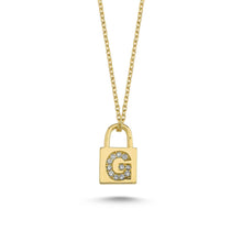 Load image into Gallery viewer, 14K Solid Gold Diamond Initial G Charm Necklace For Women - Jewelryist
