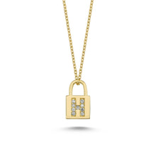 Load image into Gallery viewer, 14K Solid Gold Diamond Initial H Charm Necklace For Women - Jewelryist
