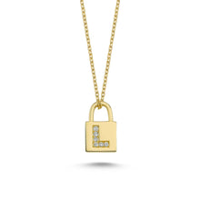 Load image into Gallery viewer, 14K Solid Gold Diamond Initial L Charm Necklace For Women - Jewelryist
