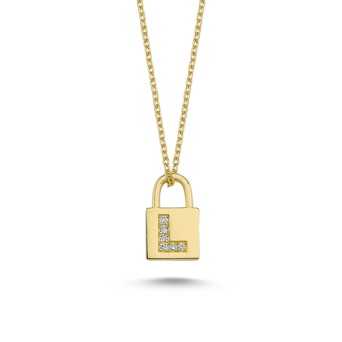 14K Solid Gold Diamond Initial L Charm Necklace For Women - Jewelryist