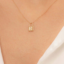 Load image into Gallery viewer, 14K Solid Gold Diamond Initial R Charm Necklace For Women - Jewelryist

