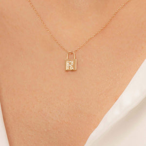 14K Solid Gold Diamond Initial R Charm Necklace For Women - Jewelryist