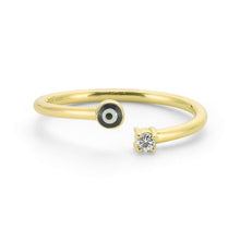 Load image into Gallery viewer, 14K Solid Gold Diamond Evil Eye Ring For Women - Jewelryist

