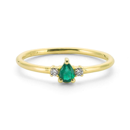 14K Solid Gold Diamond Emerald Ring For Women - Jewelryist