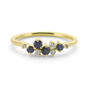 14K Solid Gold Diamond Sapphire Ring For Women - Jewelryist