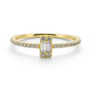 14K Solid Gold Diamond Stacking Ring For Women - Jewelryist