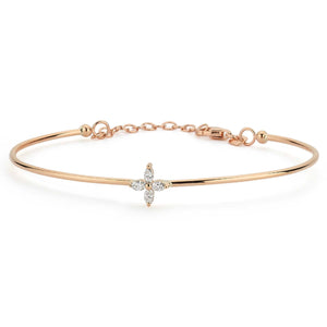 14K Solid Gold Marquise Diamond Bangle Bracelet for Women - Jewelryist