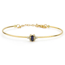 Load image into Gallery viewer, 14K Solid Gold Diamond and Sapphire Bangle Bracelet for Women - Jewelryist
