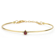 Load image into Gallery viewer, 14K Solid Gold Diamond and Ruby Bangle Bracelet for Women - Jewelryist
