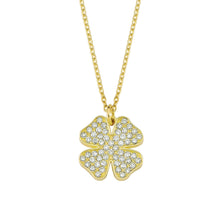 Load image into Gallery viewer, 14K Solid Gold Diamond Clover Charm Necklace For Women - Jewelryist
