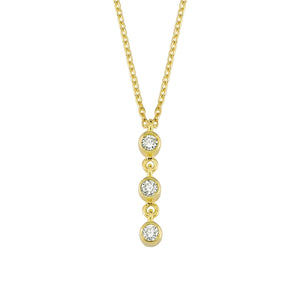 14K Solid Gold Diamond Trio Charm Necklace For Women - Jewelryist