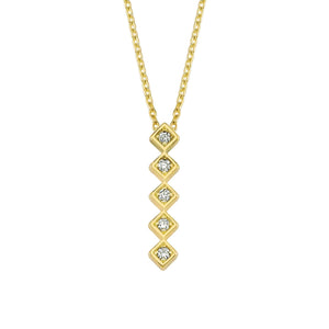 14K Solid Gold Diamond Layering Square Necklace for Women - Jewelryist