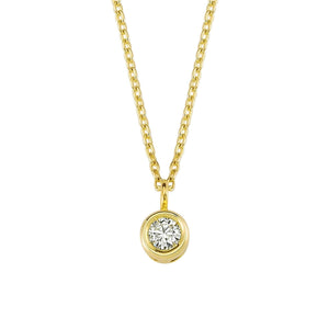 14K Solid Gold Diamond Solitaire Charm Necklace For Women - Jewelryist
