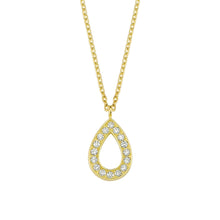 Load image into Gallery viewer, 14K Solid Gold Diamond Teardrop Charm Necklace For Women - Jewelryist
