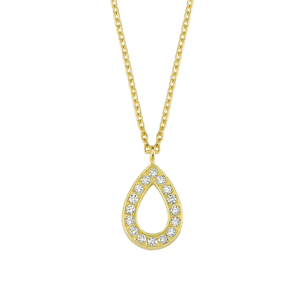 14K Solid Gold Diamond Teardrop Charm Necklace For Women - Jewelryist