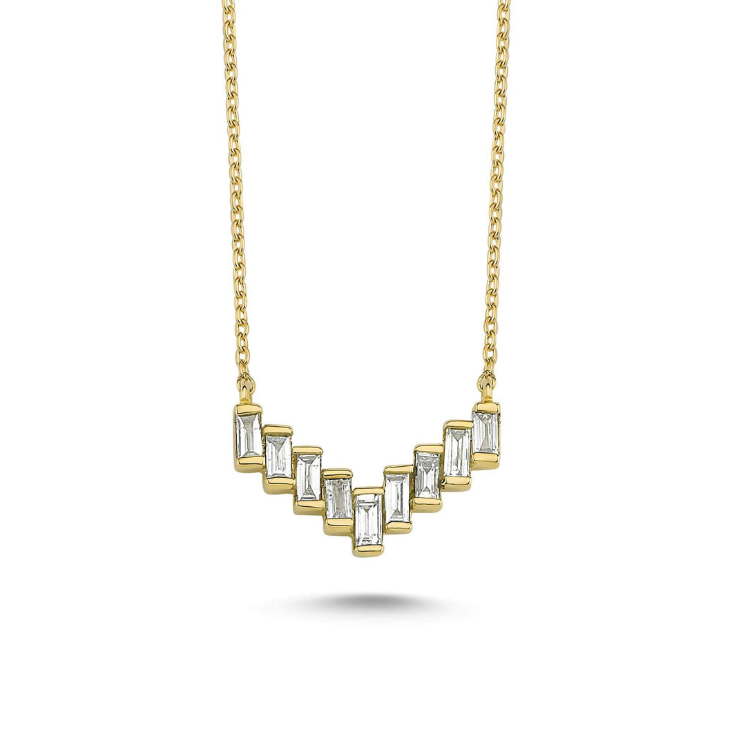 14K Solid Gold Diamond Layering Ladder Necklace For Women - Jewelryist