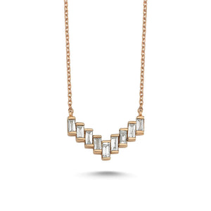14K Solid Gold Diamond Layering Ladder Necklace For Women - Jewelryist