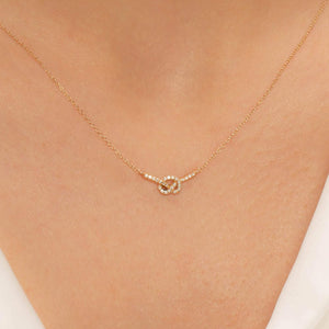 14K Solid Gold Diamond Layering Ribbon Necklace For Women - Jewelryist