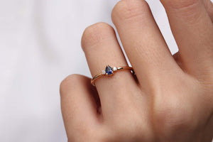 14K Solid Gold Diamond Sapphire Ring For Women - Jewelryist