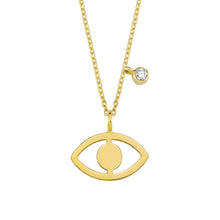 Load image into Gallery viewer, 14K Solid Gold Diamond Evil Eye Charm Necklace For Women - Jewelryist
