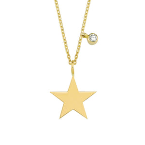 14K Solid Gold Diamond Star Charm Necklace For Women - Jewelryist