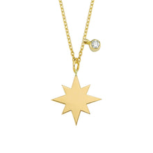 Load image into Gallery viewer, 14K Solid Gold Diamond North Star Necklace For Women - Jewelryist
