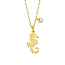 Load image into Gallery viewer, 14K Solid Gold Diamond Seahorse Charm Necklace For Women - Jewelryist
