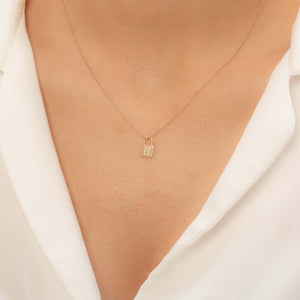 14K Solid Gold Diamond Initial B Charm Necklace For Women - Jewelryist