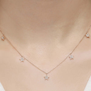 14K Solid Gold Diamond Layering Star Charm Necklace For Women - Jewelryist