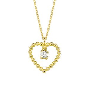 14K Solid Gold Diamond Heart Charm Necklace For Women - Jewelryist
